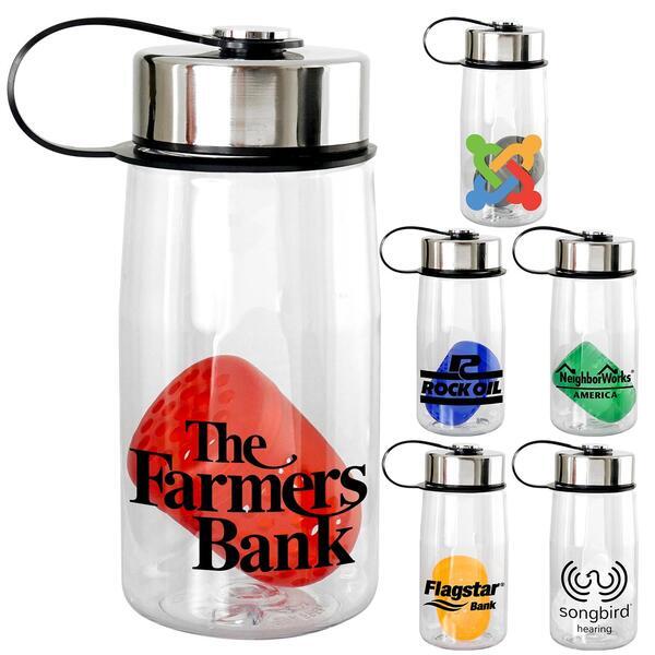 Metal Lanyard Lid Bottle w/ Colorful Floating Infuser, 18oz.