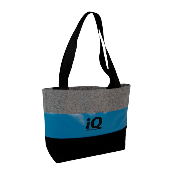 Tri-Stripe Velvet Non-Woven & Leatherette Tote