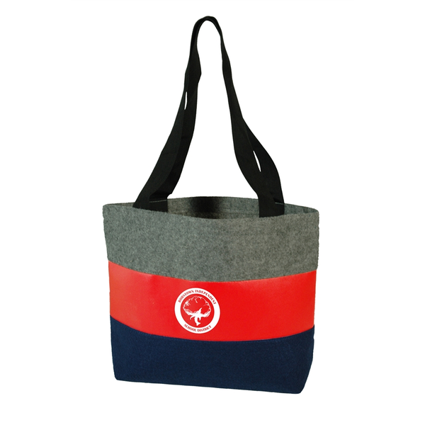 Tri-Stripe Velvet Non-Woven & Leatherette Tote