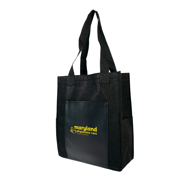 Heavy Velvet Non-Woven & Leatherette Pocket Tote