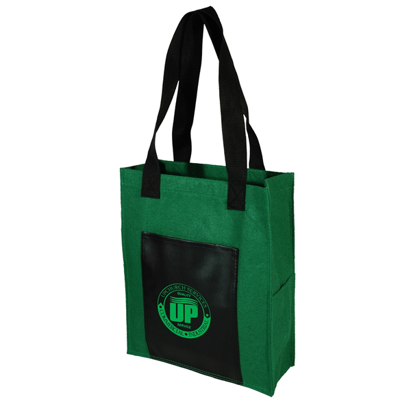 Heavy Velvet Non-Woven & Leatherette Pocket Tote