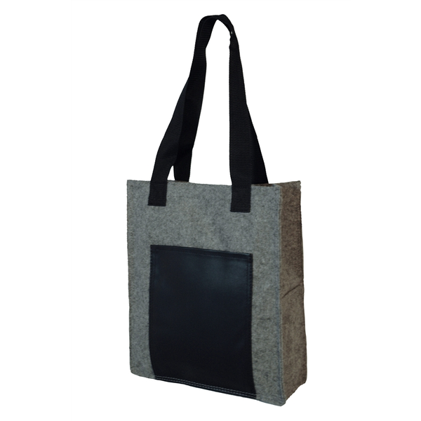 Heavy Velvet Non-Woven & Leatherette Pocket Tote