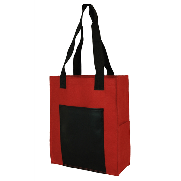 Heavy Velvet Non-Woven & Leatherette Pocket Tote
