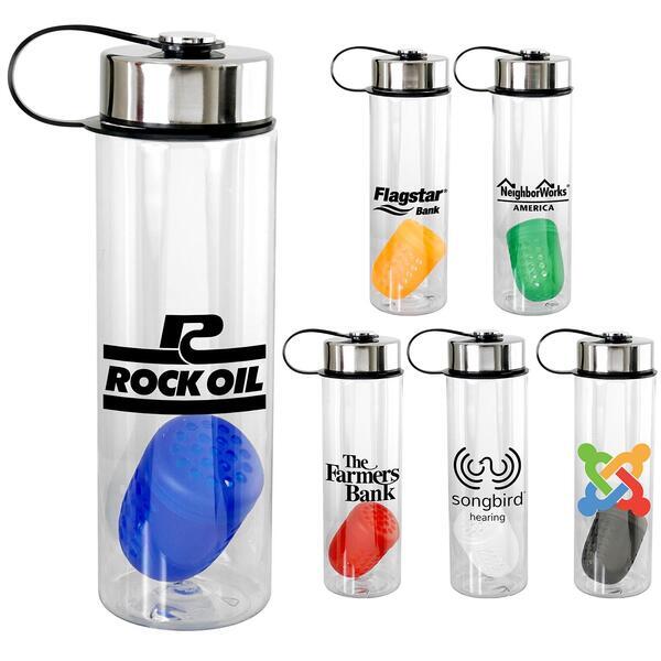 Metal Lanyard Lid Bottle w/ Colorful Floating Infuser, 24oz.