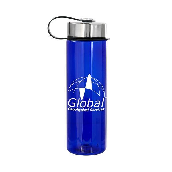 Metal Lanyard Lid Colorful Water Bottle, 24oz.