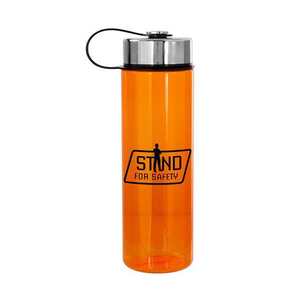 Metal Lanyard Lid Colorful Water Bottle, 24oz.
