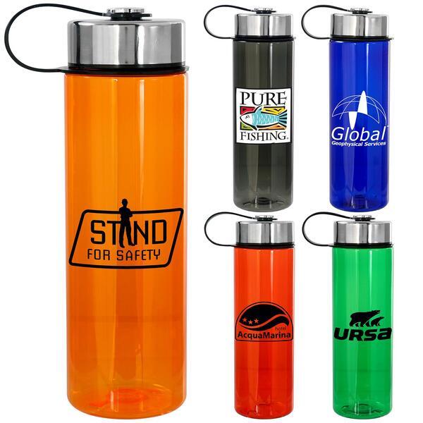 Metal Lanyard Lid Colorful Water Bottle, 24oz.