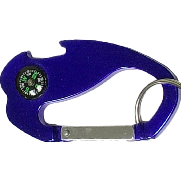 Jumbo Carabiner Key Ring w/ Compass & Bottle Opener