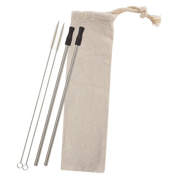 Two-Pack Stainless Straw Kit in Cotton Pouch