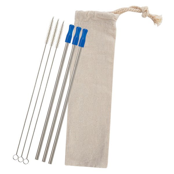 Three-Pack Stainless Straw Kit in Cotton Pouch