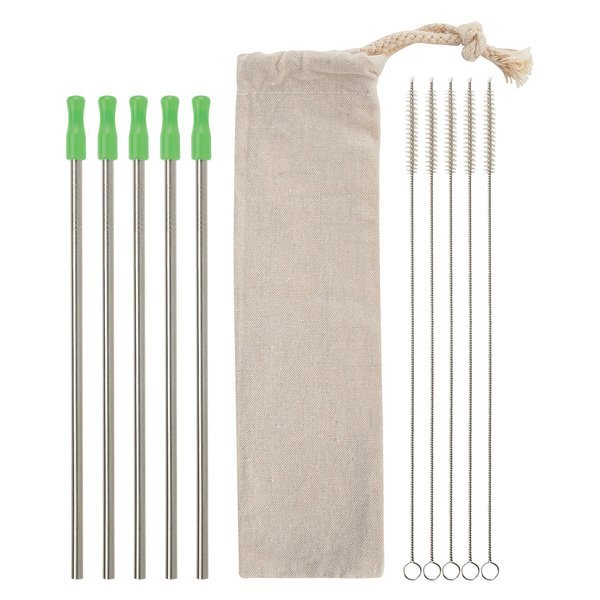 Five-Pack Stainless Straw Kit in Cotton Pouch