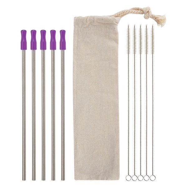 Five-Pack Stainless Straw Kit in Cotton Pouch