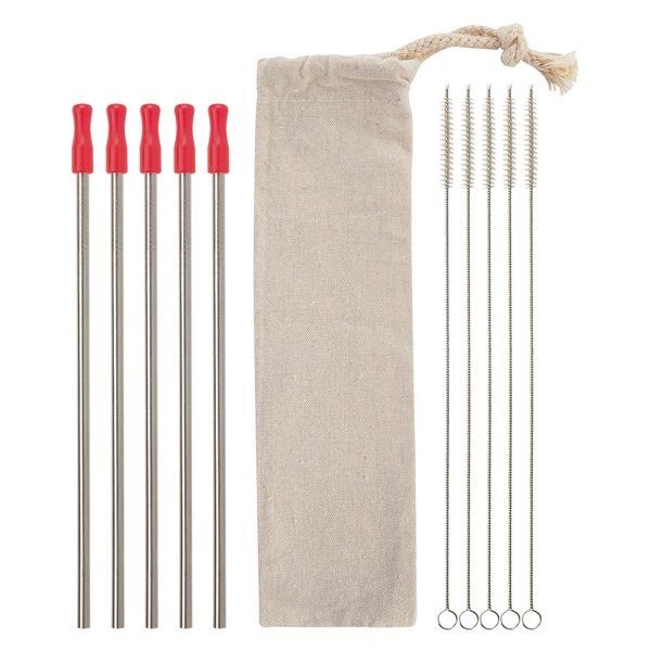 Five-Pack Stainless Straw Kit in Cotton Pouch