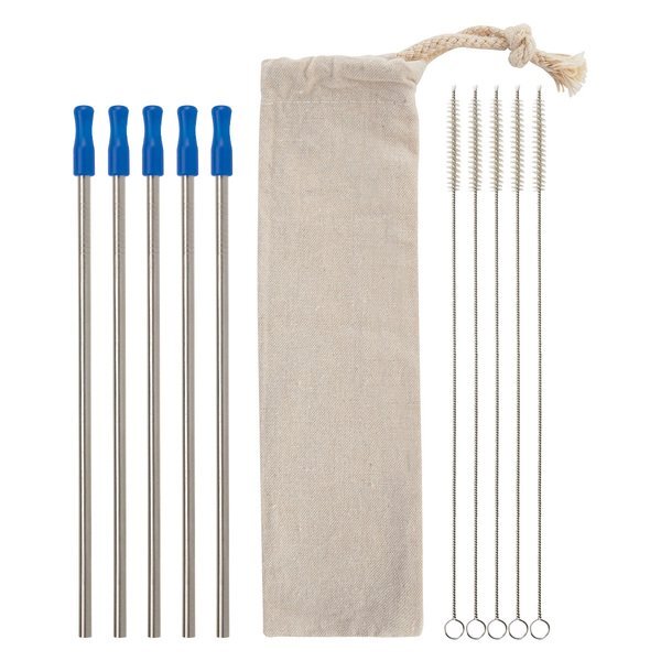 Five-Pack Stainless Straw Kit in Cotton Pouch