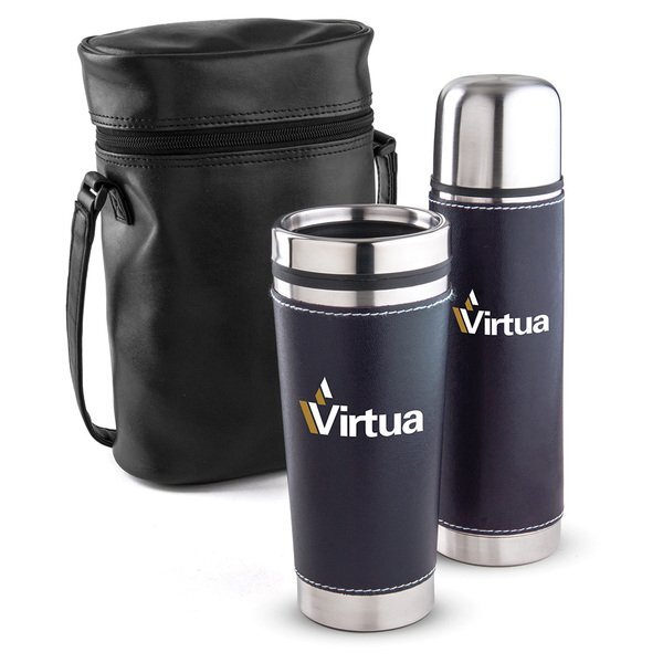 Leatherette Tumbler / Vacuum Bottle Set