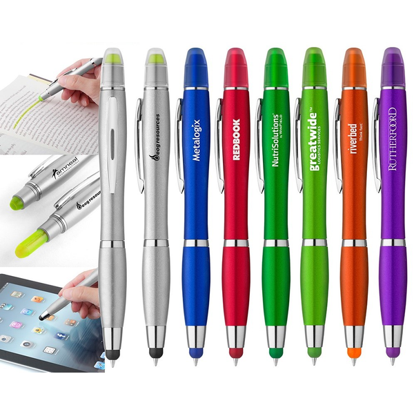 Curvaceous Metallic Stylus Highlighter Pen