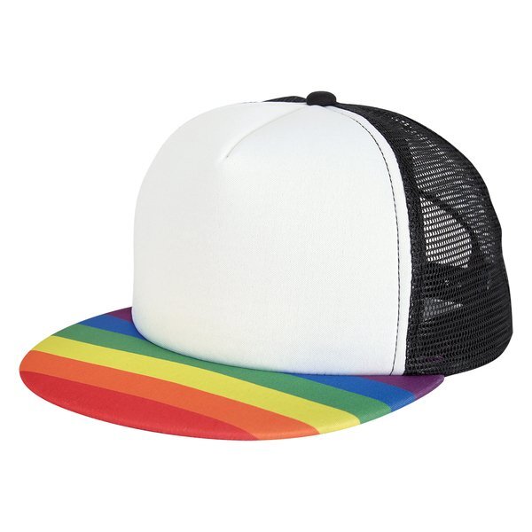 Rainbow Flat Bill Trucker Cap