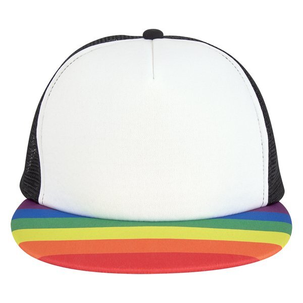 Rainbow Flat Bill Trucker Cap