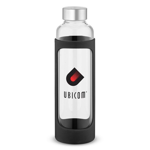 Tioga Glass Water Bottle with Silicone Sleeve, 20oz.