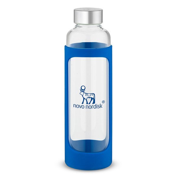 Tioga Glass Water Bottle with Silicone Sleeve, 20oz.