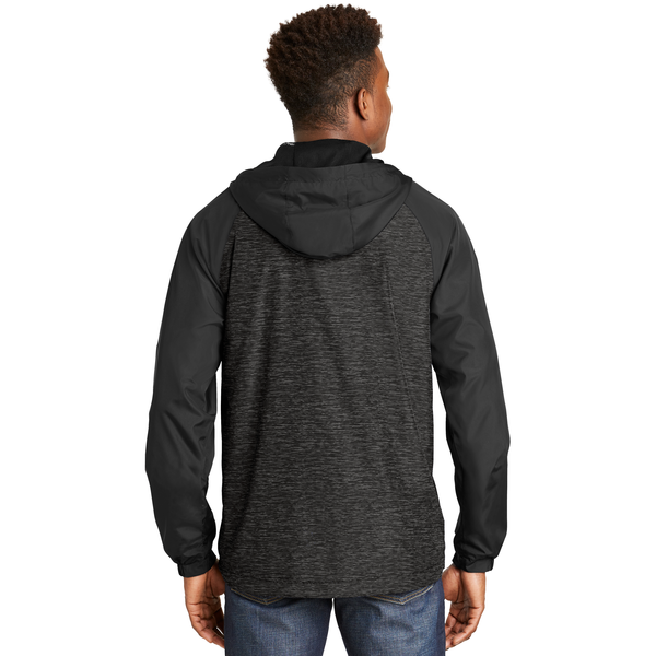 Sport-Tek® Heather Colorblock Raglan Men's Hooded Wind Jacket