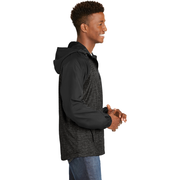 Sport-Tek® Heather Colorblock Raglan Men's Hooded Wind Jacket