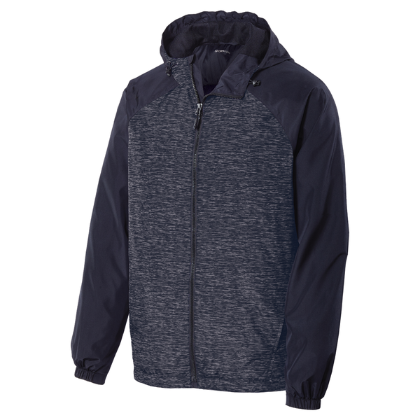 Sport-Tek® Heather Colorblock Raglan Men's Hooded Wind Jacket