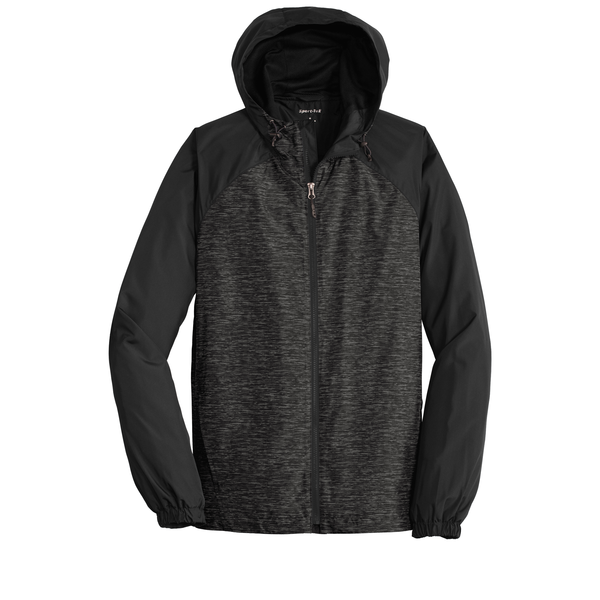 Sport-Tek® Heather Colorblock Raglan Men's Hooded Wind Jacket
