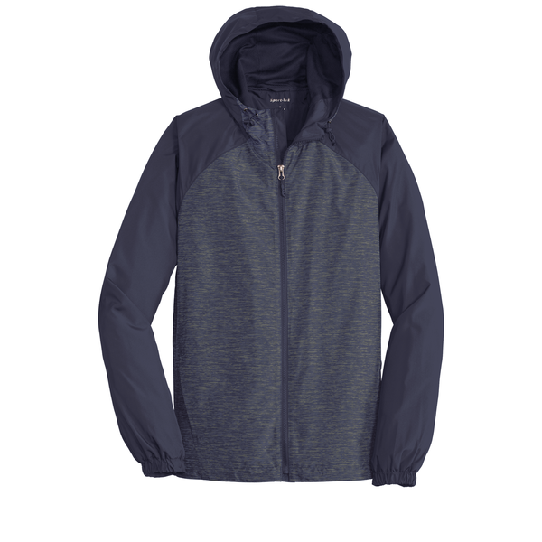Sport-Tek® Heather Colorblock Raglan Men's Hooded Wind Jacket