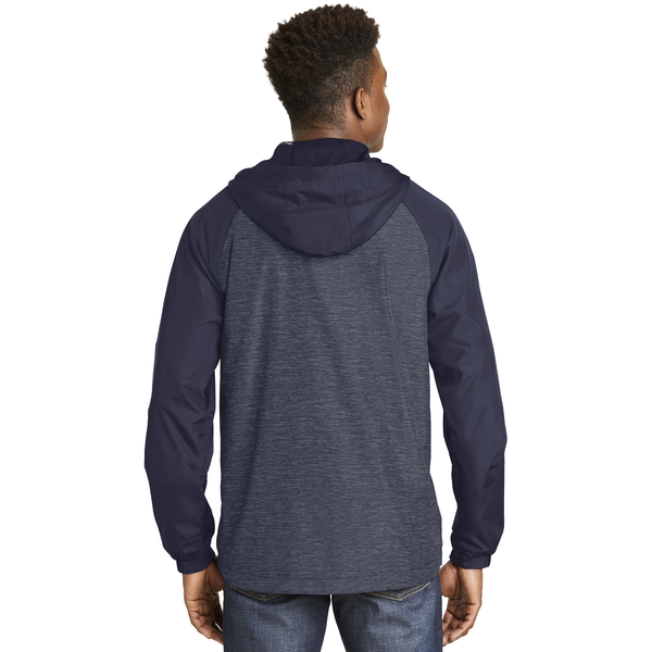Sport-Tek® Heather Colorblock Raglan Men's Hooded Wind Jacket