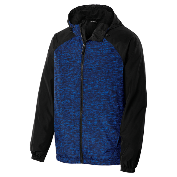 Sport-Tek® Heather Colorblock Raglan Men's Hooded Wind Jacket