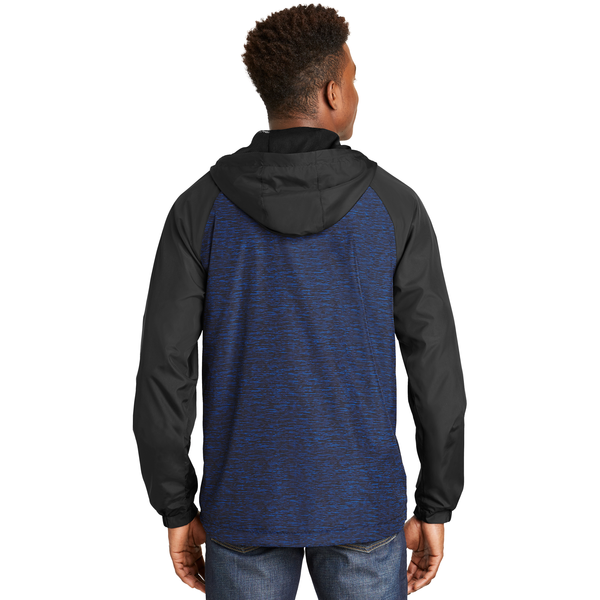 Sport-Tek® Heather Colorblock Raglan Men's Hooded Wind Jacket