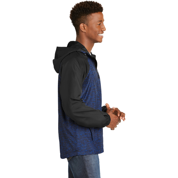 Sport-Tek® Heather Colorblock Raglan Men's Hooded Wind Jacket
