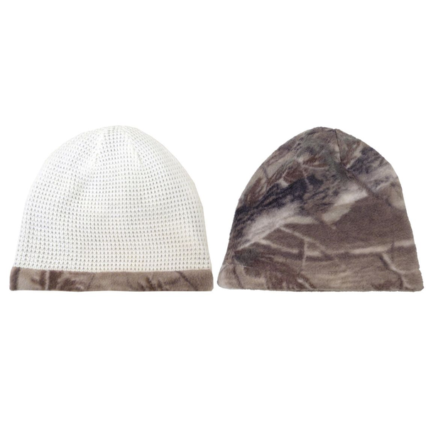 Reversible Camo and Waffle Knit Beanie