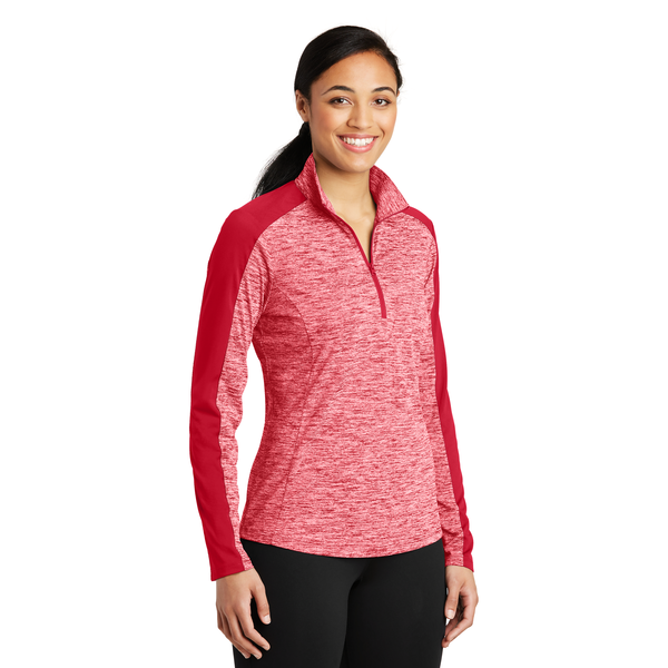 Sport-Tek® PosiCharge® Electric Heather Colorblock Ladies' 1/4 Zip Pullover