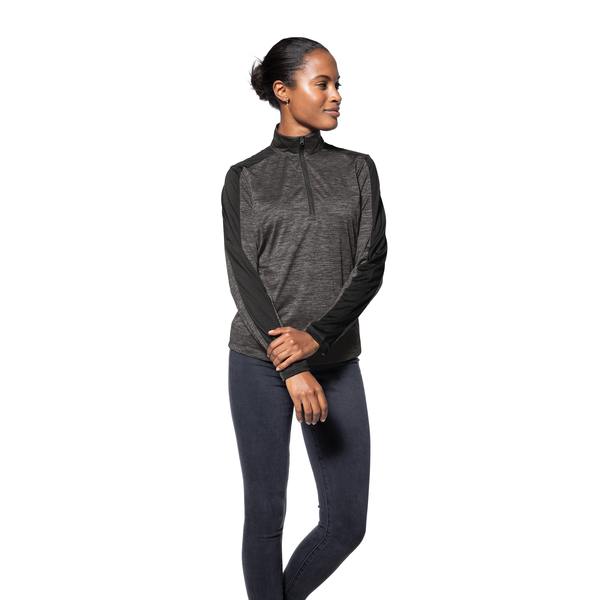 Sport-Tek® PosiCharge® Electric Heather Colorblock Ladies' 1/4 Zip Pullover