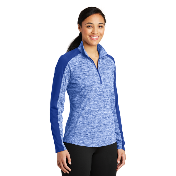 Sport-Tek® PosiCharge® Electric Heather Colorblock Ladies' 1/4 Zip Pullover