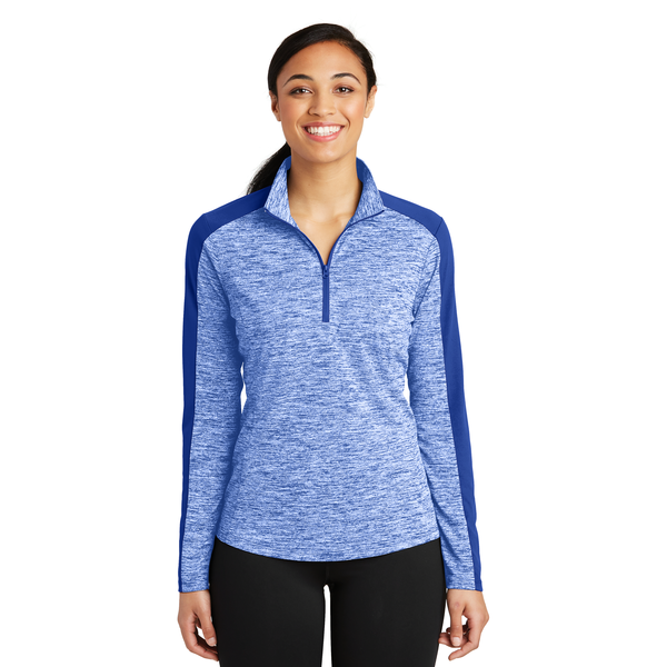 Sport-Tek® PosiCharge® Electric Heather Colorblock Ladies' 1/4 Zip Pullover