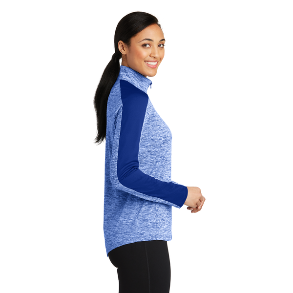 Sport-Tek® PosiCharge® Electric Heather Colorblock Ladies' 1/4 Zip Pullover