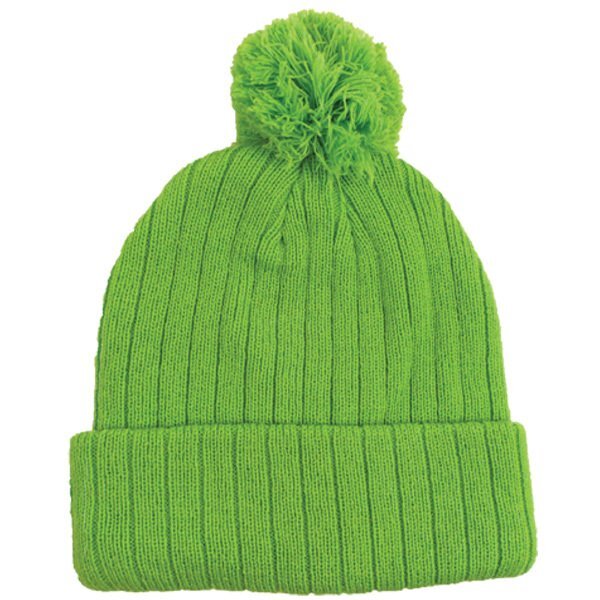 Knit Beanie With Pom Top