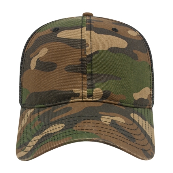 Washed Chino Twill Camo Unconstructed Cap with Soft Mesh Back