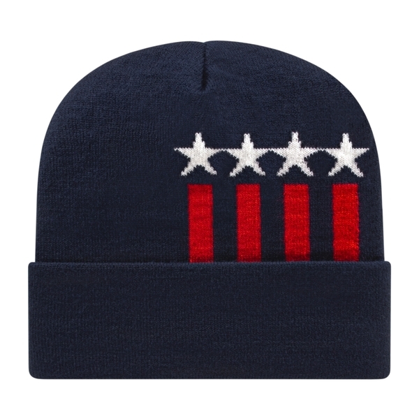 Stars & Stripes Knit Beanie with Cuff