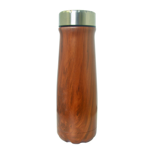 Pexx Wood Tone Double Wall Stainless Steel Bottle, 20oz.
