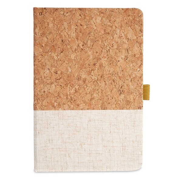 Hard Cover Cork and Heathered Fabric Journal, 5-1/2" x 8-1/4"
