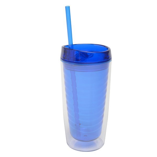 Acrylic Vivid Tumbler w/ Straw, 16 oz.