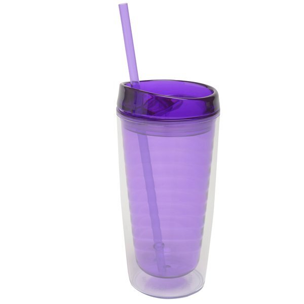 Acrylic Vivid Tumbler w/ Straw, 16 oz.