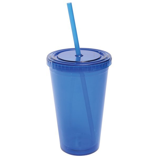 All Pro™ Acrylic Cup w/ Matching Straw, 16 oz.