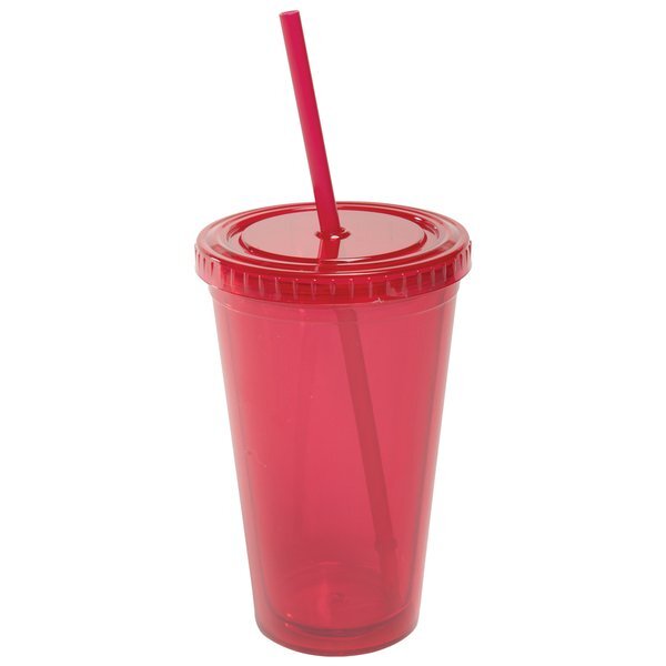 All Pro™ Acrylic Cup w/ Matching Straw, 16 oz.