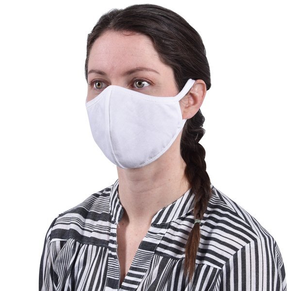 ON SALE! Reusable Washable Double Layer Cotton Poly Face Mask, White - IN STOCK