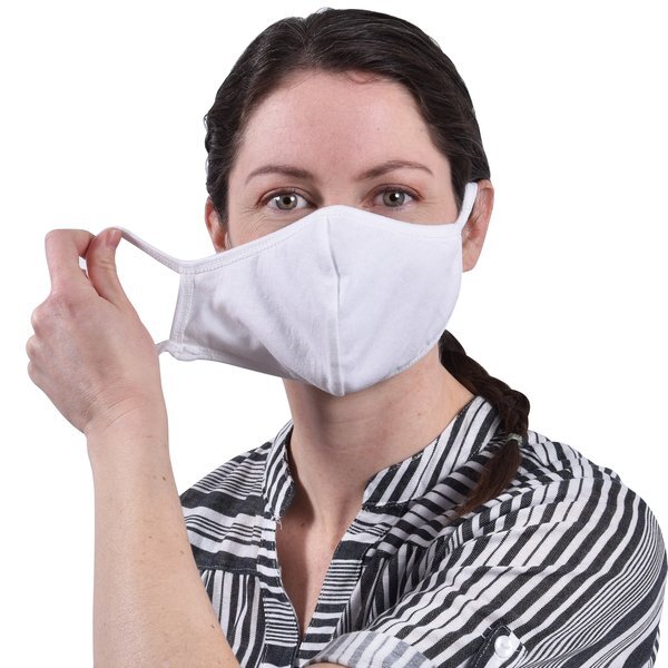 ON SALE! Reusable Washable Double Layer Cotton Poly Face Mask, White - IN STOCK